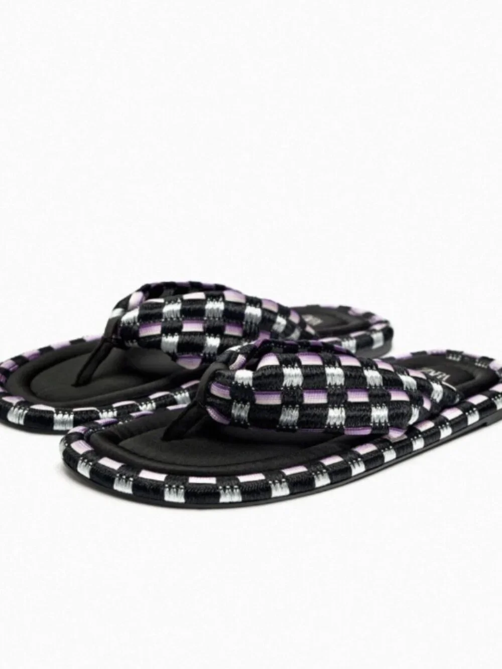 ZARA - NWT - Size 40 - Flat Fabric Multicolor Slides Sandals - Picture 2 of 5